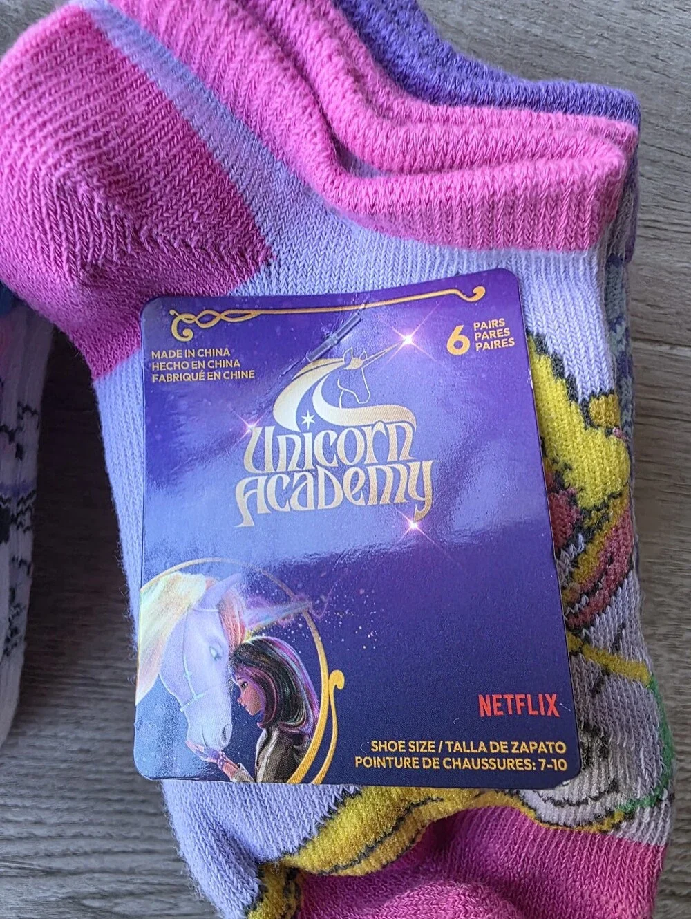 Unicorn Academy Girls Socks 12 Pairs 2 Packs Shoe Size 7-10 NWT Netflix